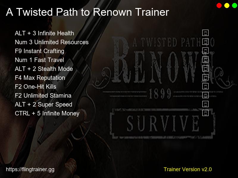 A Twisted Path to Renown Trainer Fling