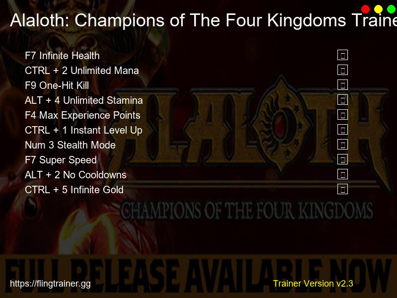 Alaloth: Champions of The Four Kingdoms Trainer Fling