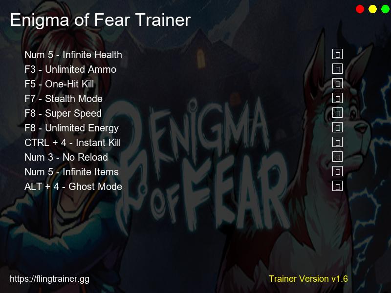Enigma of Fear Trainer Fling