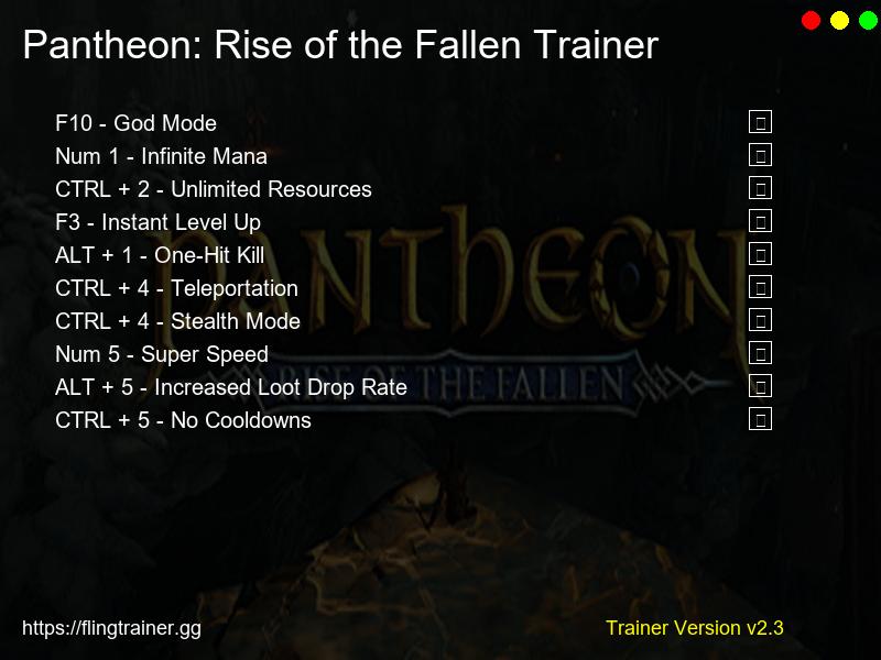 Pantheon: Rise of the Fallen Trainer Fling