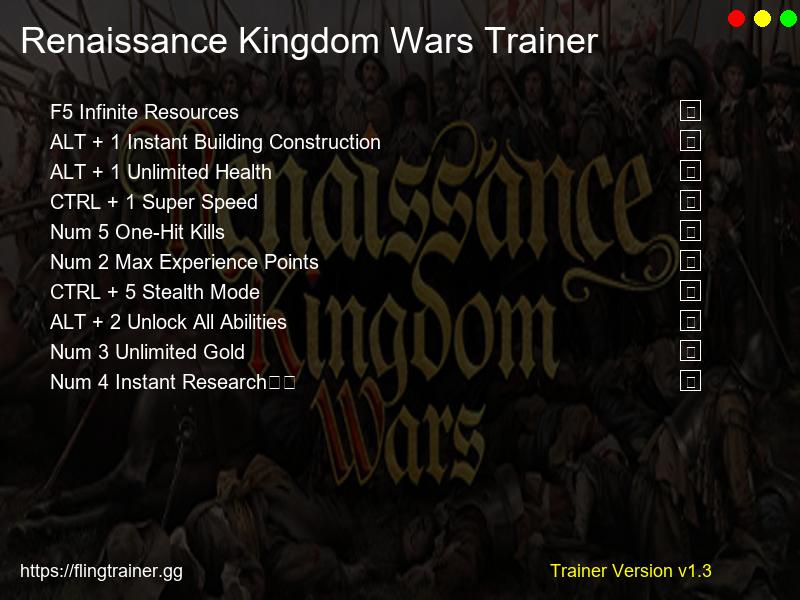 Renaissance Kingdom Wars Trainer Fling