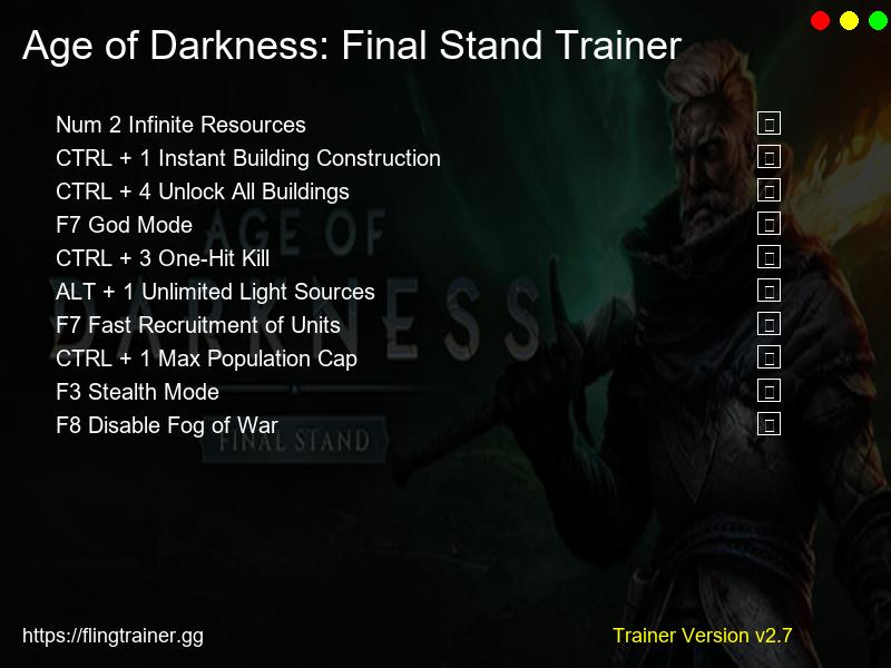 Age of Darkness: Final Stand Trainer Fling