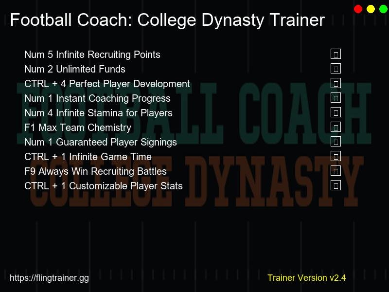 Football Coach: College Dynasty Trainer Fling