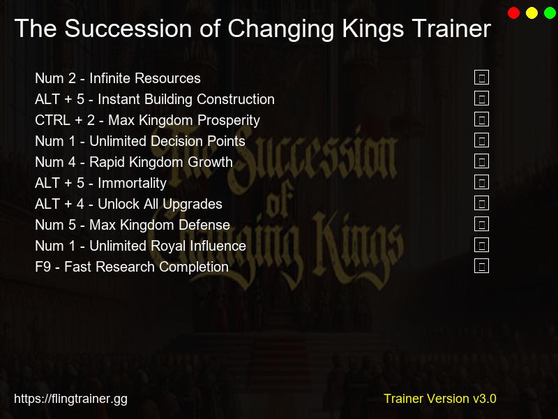 The Succession of Changing Kings Trainer Fling