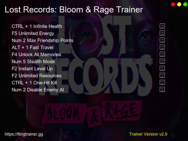 Lost Records: Bloom & Rage Trainer Fling