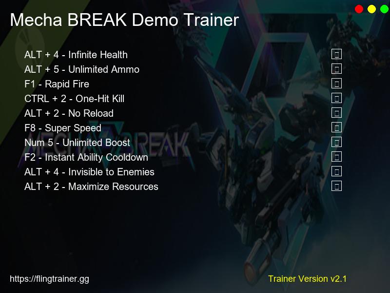 Mecha BREAK Demo Trainer Fling