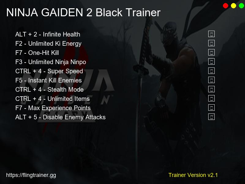 NINJA GAIDEN 2 Black Trainer Fling