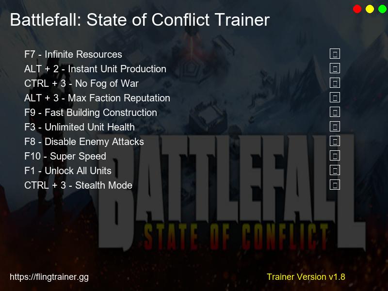 Battlefall: State of Conflict Trainer Fling