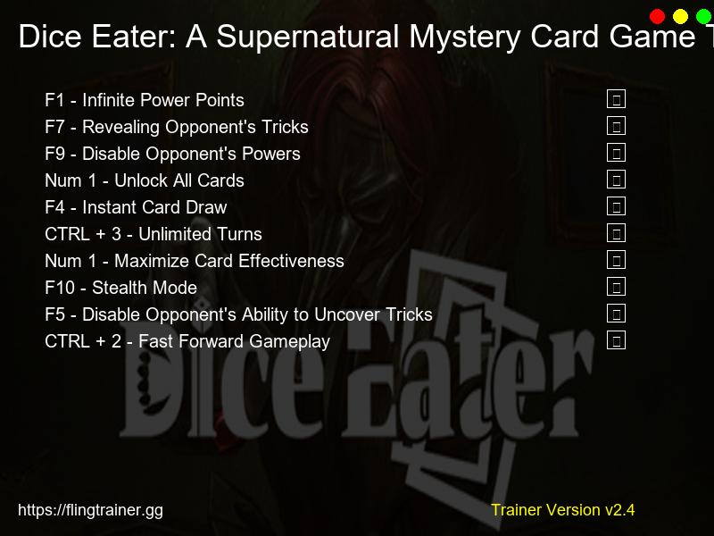 Dice Eater: A Supernatural Mystery Card Game Trainer Fling