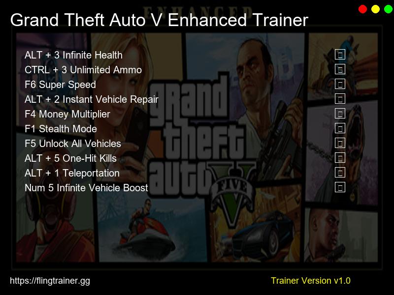 Grand Theft Auto V Enhanced Trainer Fling