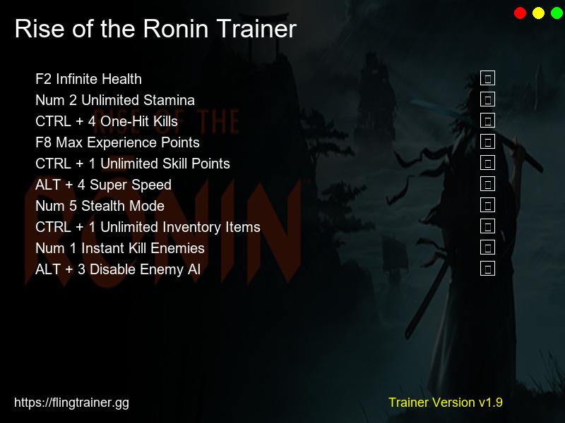 Rise of the Ronin Trainer Fling