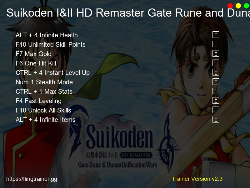 Suikoden I&II HD Remaster Gate Rune and Dunan Unification Wars Trainer Fling