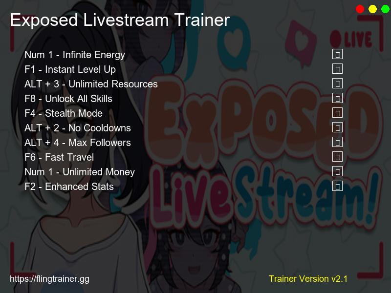 Exposed Livestream Trainer Fling