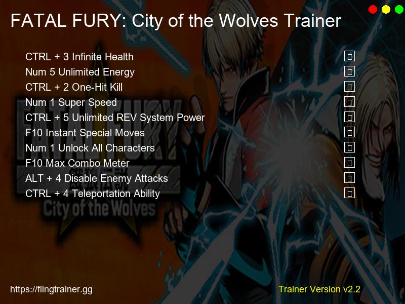 FATAL FURY: City of the Wolves Trainer Fling