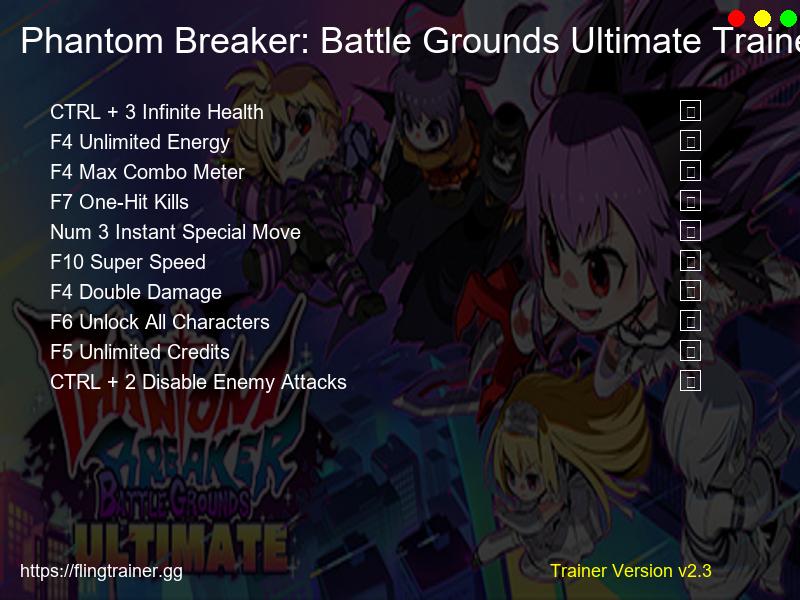 Phantom Breaker: Battle Grounds Ultimate Trainer Fling
