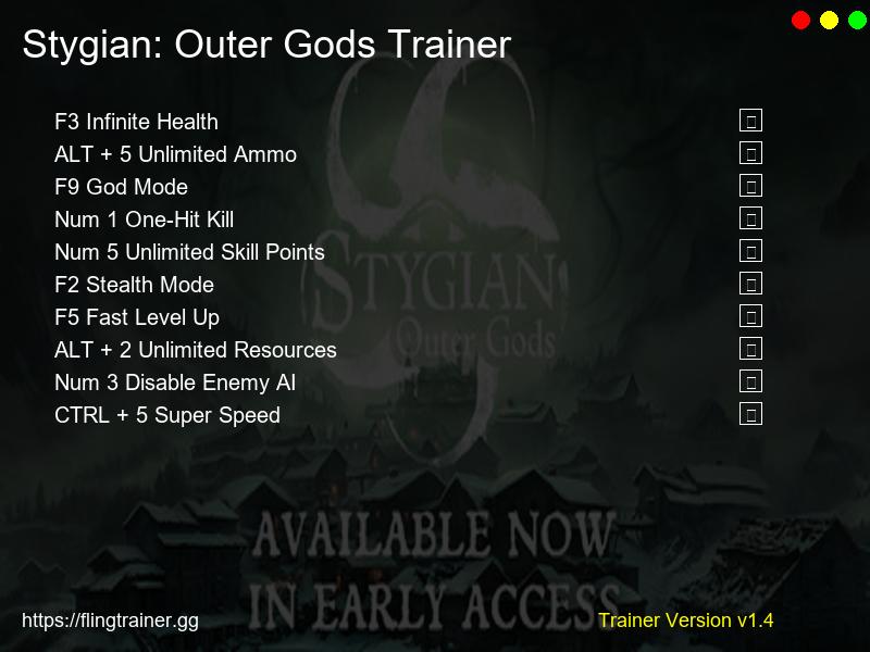 Stygian: Outer Gods Trainer Fling