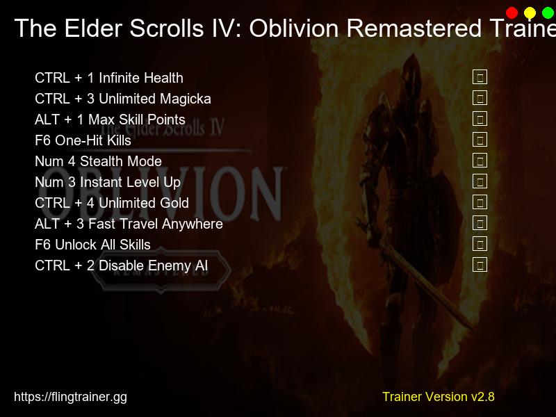 The Elder Scrolls IV: Oblivion Remastered Trainer Fling