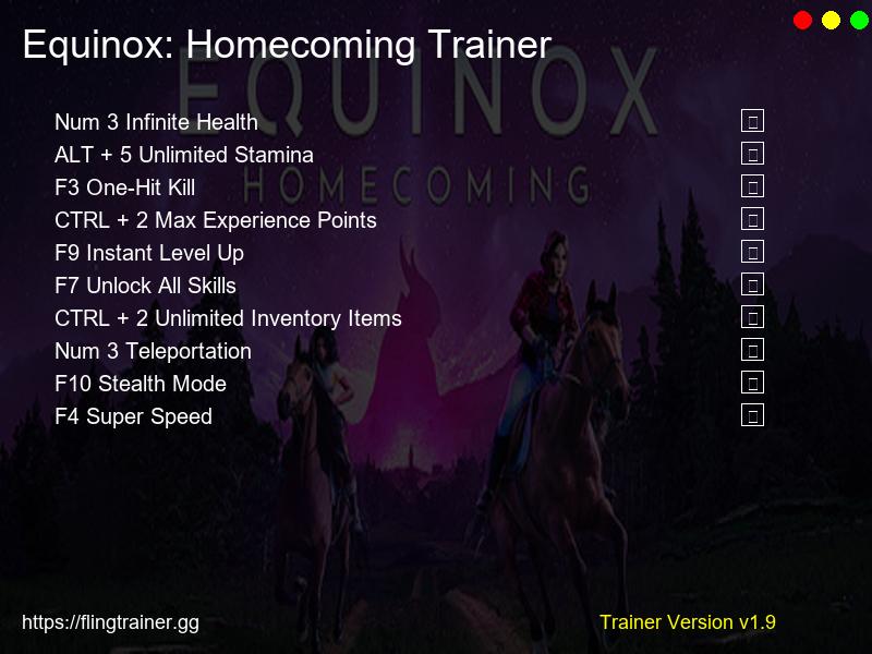 Equinox: Homecoming Trainer Fling
