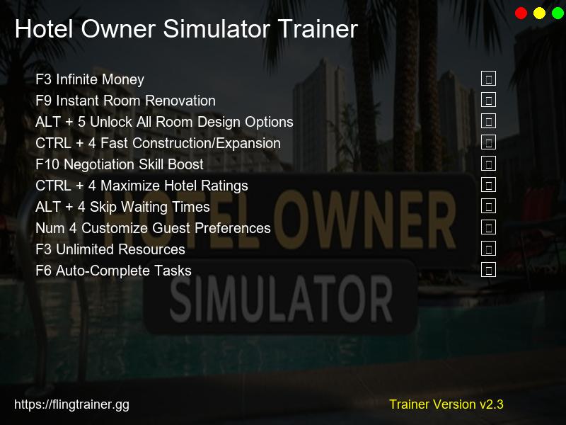 Hotel Owner Simulator Trainer Fling