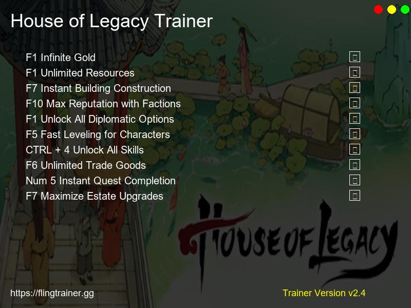 House of Legacy Trainer Fling