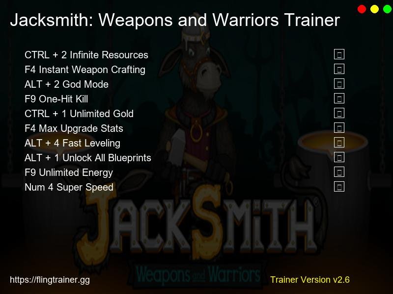 Jacksmith: Weapons and Warriors Trainer Fling