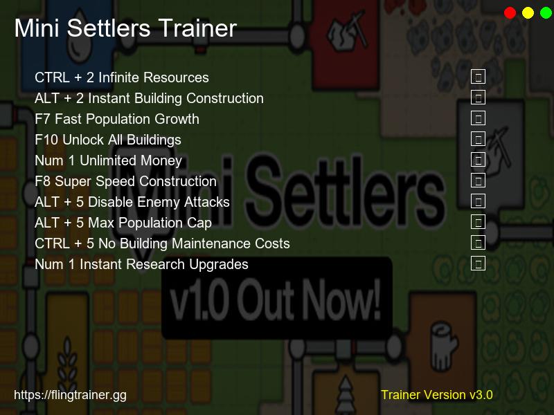 Mini Settlers Trainer Fling