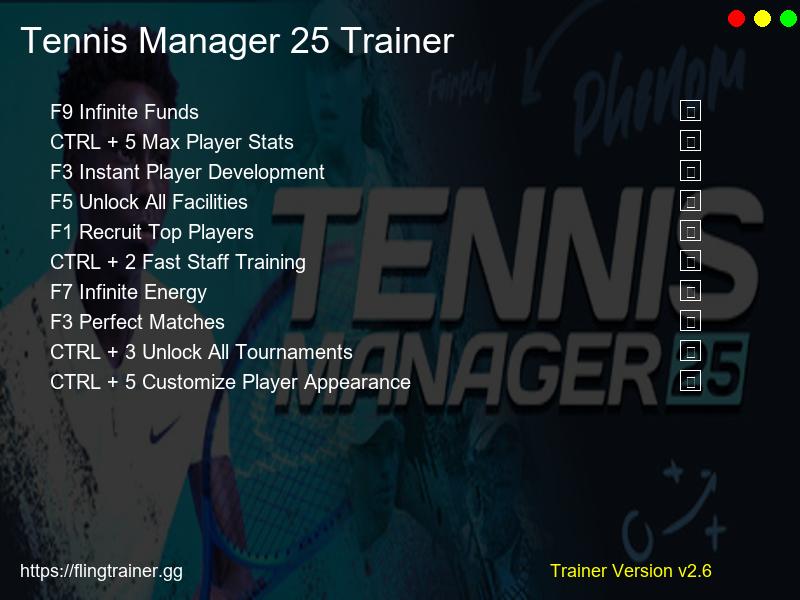 Tennis Manager 25 Trainer Fling