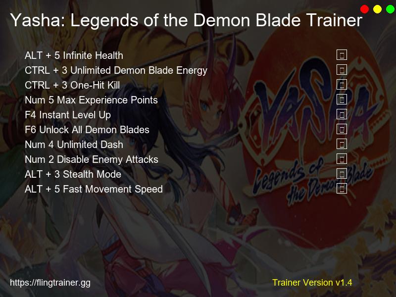 Yasha: Legends of the Demon Blade Trainer Fling