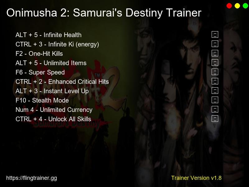 Onimusha 2: Samurai's Destiny Trainer Fling
