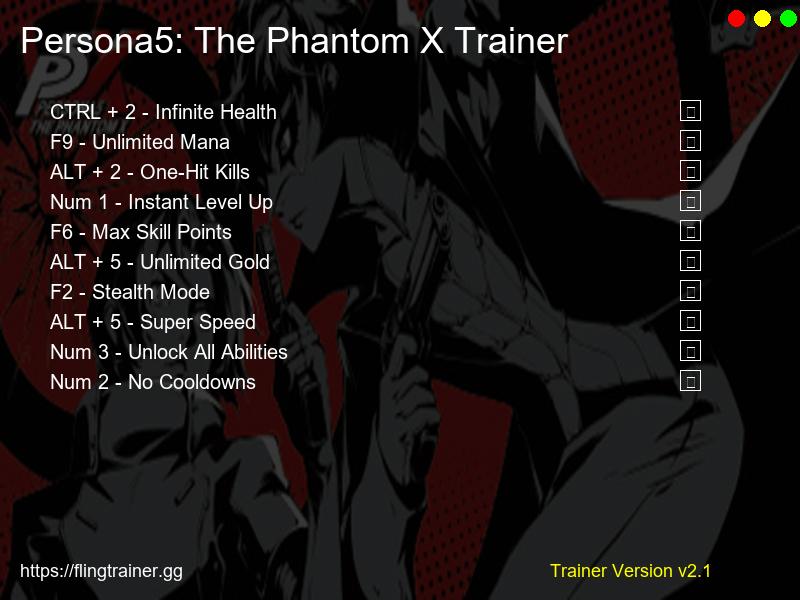 Persona5: The Phantom X Trainer Fling