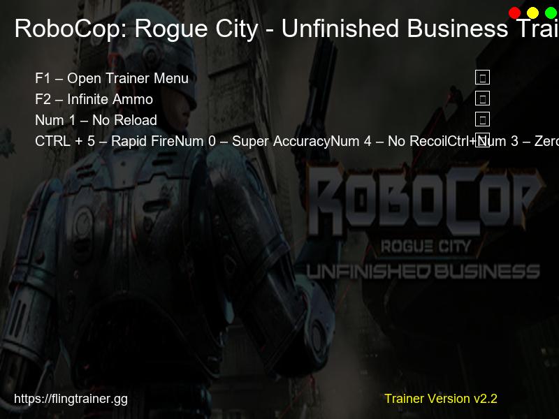 RoboCop: Rogue City - Unfinished Business Trainer Fling