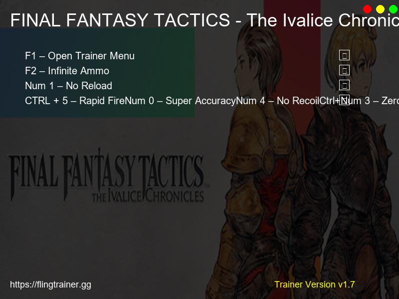 FINAL FANTASY TACTICS - The Ivalice Chronicles Trainer Fling