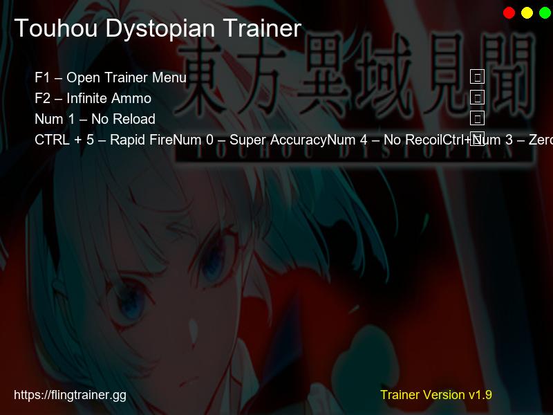 Touhou Dystopian Trainer Fling